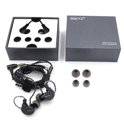 BQEYZ KB1 Triple Drivers Earphones 1DD 3BA HiFi Stereo in-Ear Metal Shell Removable Cable