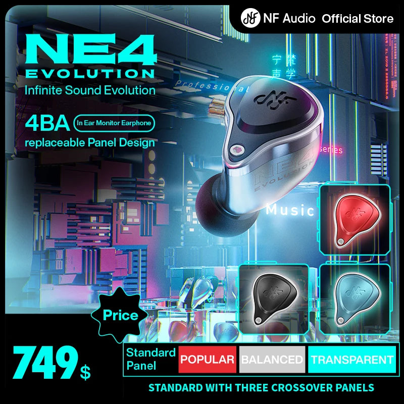 NE4 Evolution 4BA【replaceable Panel Design】In Ear Monitor Earphone