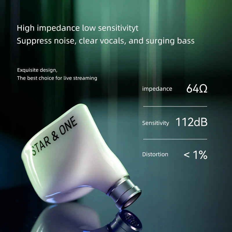 EPZ X Tipsy Star One Monitor Earphones In-Ear Wired IEM Hifi Sing Instrumental Music 2 Pin 0.78mm Detachable Cable Earbuds