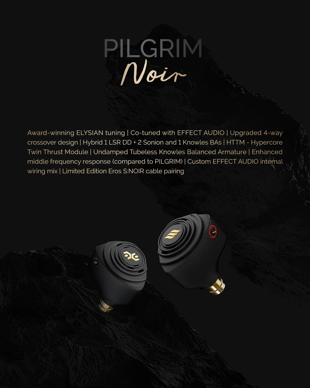 Effect Audio x Elysian Acoustic Labs PILGRIM Noir 1DD+3BA Hybrid In-Ear Earphones