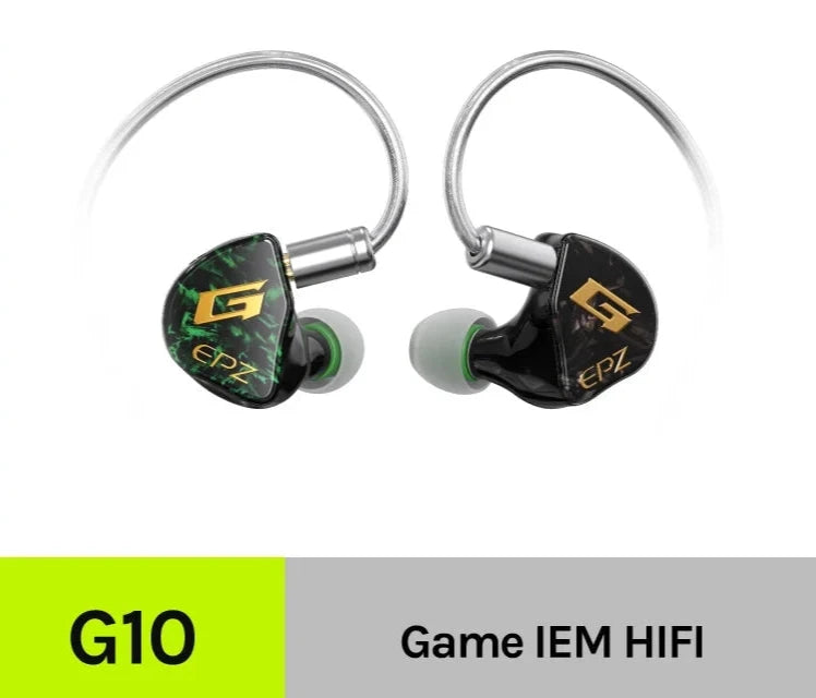 EPZ G10 Earphones Wired HIFI 10MM LCP  Dynamic Driver IEM In Ear Monitor 0.78 2 Pin Detachable Cable Earbuds Gaming Headset