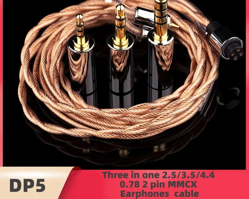 EPZ HIFI Earphone IEM Cable DP5 Single Crystal Copper Upgrade Wire 2.5/3.5/4.4mm Three-In-One Plug  0.78mm 2pin/MMCX