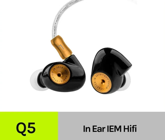 EPZ Q5 Earphones Wired HIFI Ceramic Carbon Nano Moving Coil IEM In Ear Monitor MMCX Detachable Cable Earbuds Gaming Headset